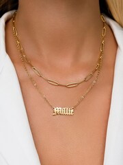 Abbott Lyon Gold Plated Old English Personalised Name Necklace - Image 2 of 3