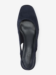 Navy Blue Regular/Wide Fit Forever Comfort® Leather Slingback Low Block Heels - Image 5 of 6