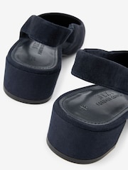 Navy Blue Regular/Wide Fit Forever Comfort® Leather Slingback Low Block Heels - Image 6 of 6