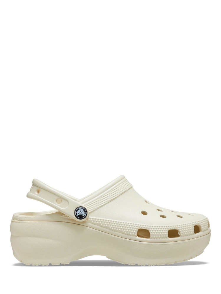 Crocs Light Cream Classic Platform Clogs - Image 1 of 9