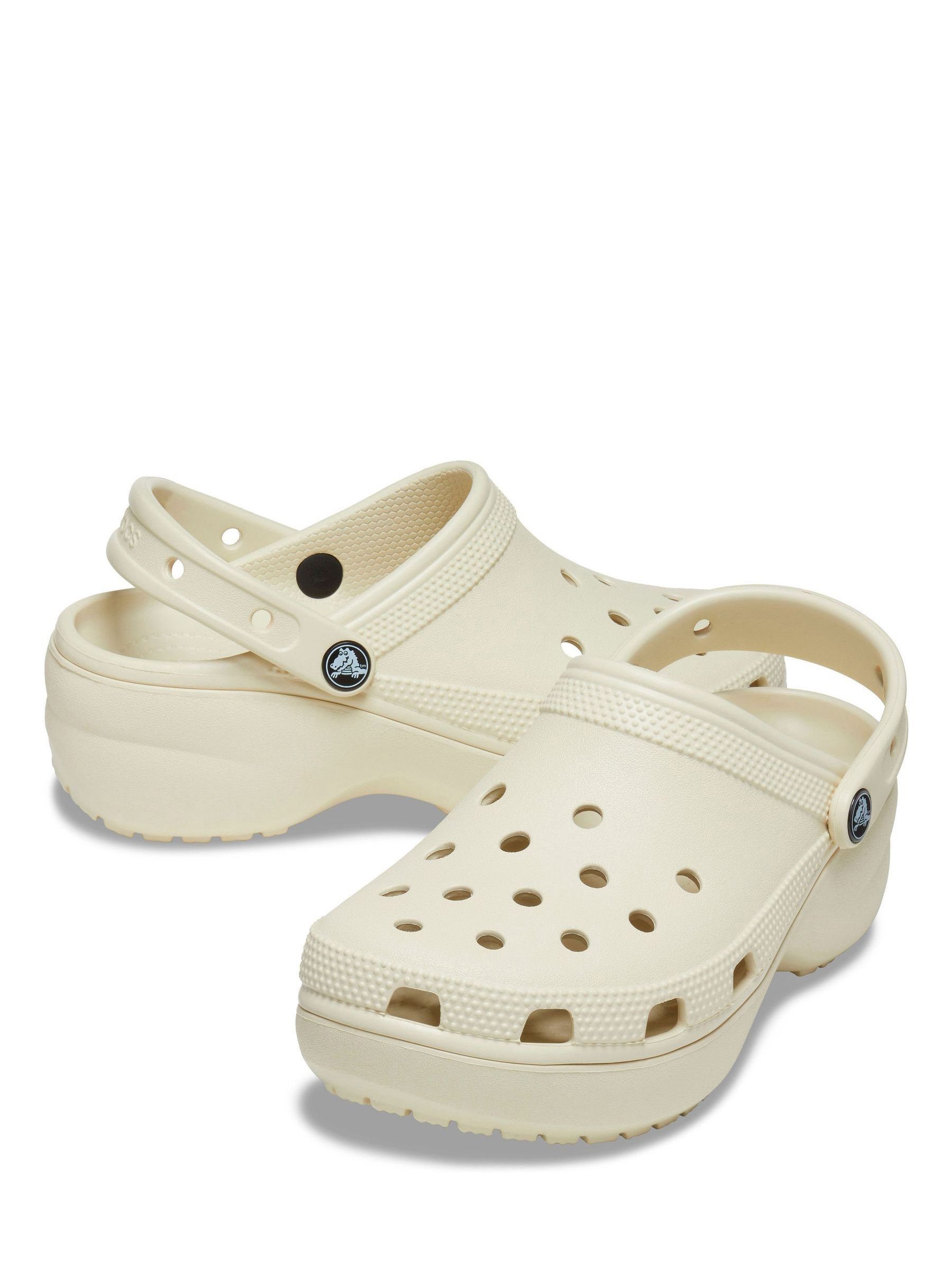 Light Cream Crocs Classic Platform Clogs
