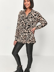 M&Co Natural Leopard Print Shirt - Image 1 of 2