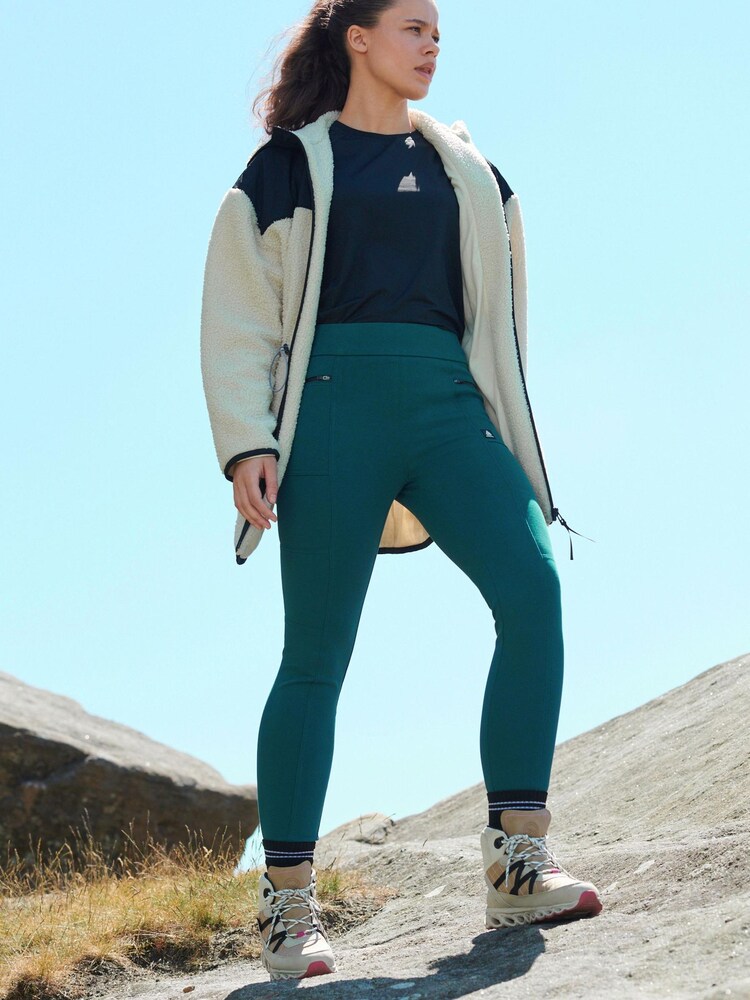 Bleu de sarcelle - Legging en maille point de Rome avec doublure en polaire - Image 3 of 6