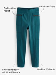 Bleu de sarcelle - Legging en maille point de Rome avec doublure en polaire - Image 6 of 6