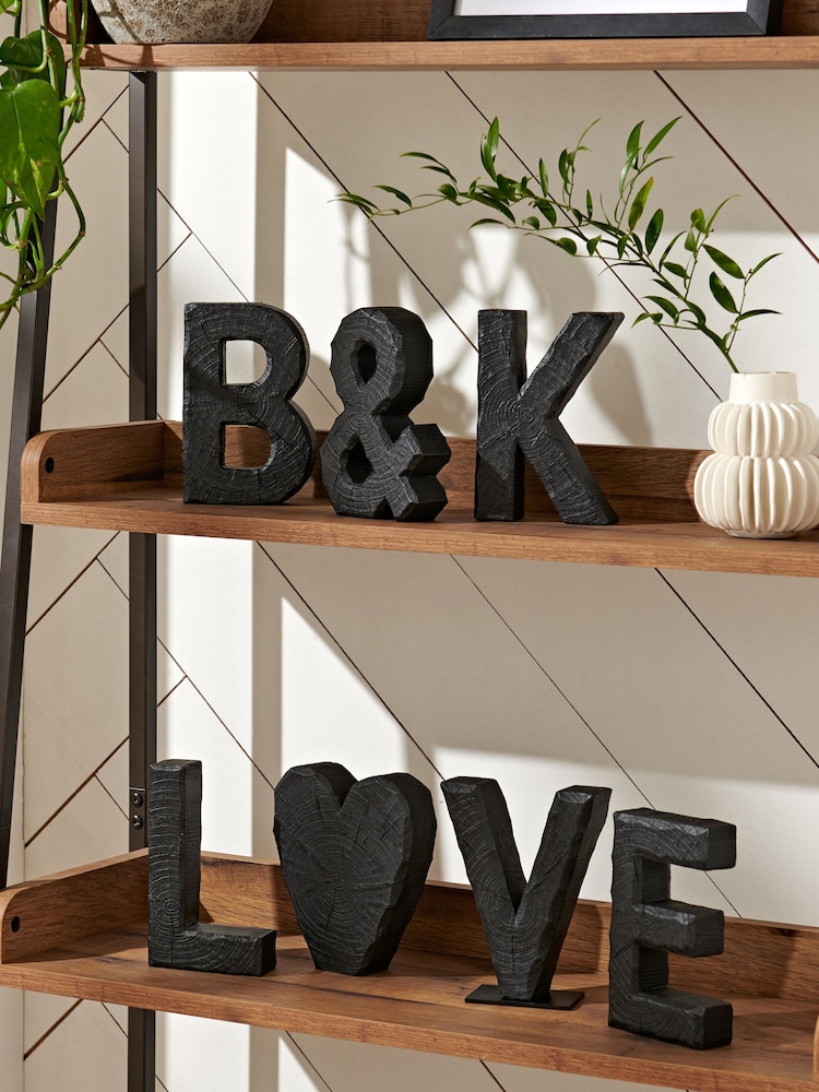 Small Black Bronx Wood Effect Alphabet Ornament - Image 1 of 5
