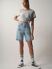Mittelblau - Own Baggy Jeansshorts im Boyfriend Fit mit niedrigem Bund - Bild 3 von 8
