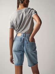 Mittelblau - Own Baggy Jeansshorts im Boyfriend Fit mit niedrigem Bund - Bild 5 von 8