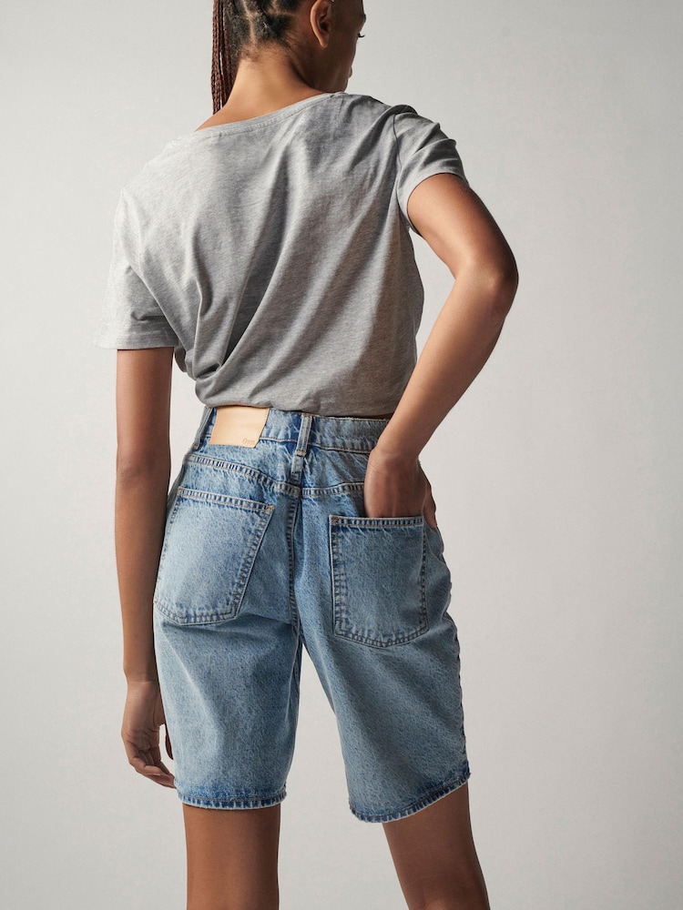 Own. Mid Blue Low Rise Baggy Boyfriend Denim Shorts - Image 5 of 8