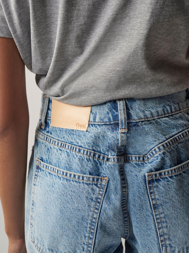 Own. Mid Blue Low Rise Baggy Boyfriend Denim Shorts - Image 7 of 8