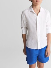 Reiss Bright Blue Wave Junior Plain Drawstring Swim Shorts - Image 3 of 5