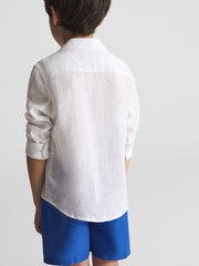 Reiss Bright Blue Wave Junior Plain Drawstring Swim Shorts - Image 4 of 5