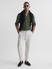 Reiss Olive Ruban Linen Button-Through Shirt - Image 3 of 7