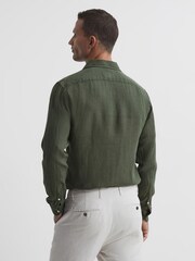 Reiss Olive Ruban Linen Button-Through Shirt - Image 5 of 7