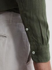 Reiss Olive Ruban Linen Button-Through Shirt - Image 7 of 7
