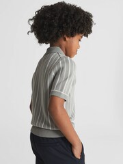 Reiss Sage Green Code Junior Short Sleeve Half Zip Jumper - Image 4 of 5
