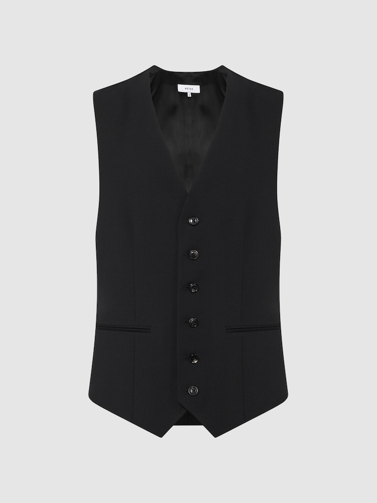 Reiss Black Hope Modern Fit Travel Waistcoat - Image 2 of 5