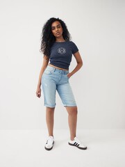 Bleach Hourglass Denim Knee Length Shorts - Image 2 of 8