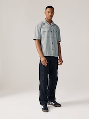 Grey Linen Blend Short Sleeve Shirt with Cuban Collar - Image 2 of 9