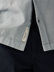 Grey Linen Blend Short Sleeve Shirt with Cuban Collar - Image 6 of 9