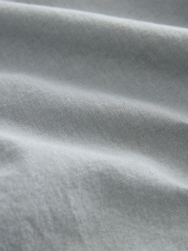 Grey Linen Blend Short Sleeve Shirt with Cuban Collar - Image 9 of 9