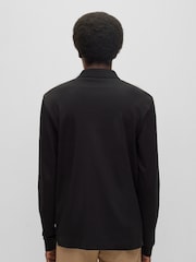BOSS Black Pado Tonal Branded Long Sleeve 100% Cotton Polo Shirt - Image 3 of 8