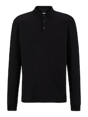 BOSS Black Pado Tonal Branded Long Sleeve 100% Cotton Polo Shirt - Image 5 of 8