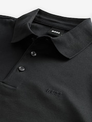 BOSS Black Pado Tonal Branded Long Sleeve 100% Cotton Polo Shirt - Image 6 of 8