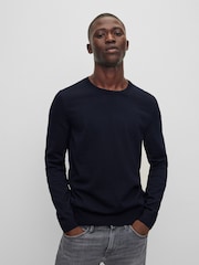 BOSS Blue Virgin Wool Knitted Jumper - Image 1 of 5