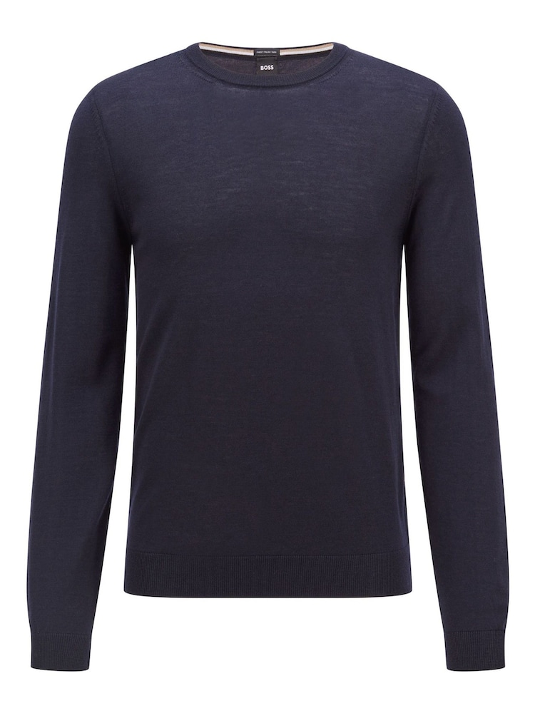 BOSS Blue Virgin Wool Knitted Jumper - Image 5 of 5
