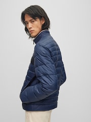 BOSS Blue Water Repellent 3D Tape Logo Padded Quilted Jacket - Image 2 of 6