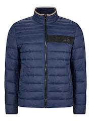 BOSS Blue Water Repellent 3D Tape Logo Padded Quilted Jacket - Image 5 of 6
