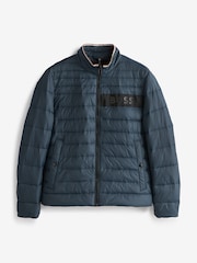 BOSS Blue Water Repellent 3D Tape Logo Padded Quilted Jacket - Image 6 of 6