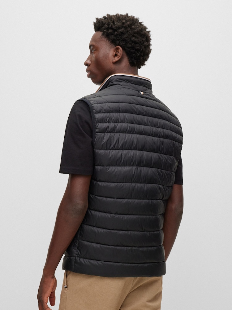 BOSS Black Water Repellent 3D Tape Logo Padded Quilted Gilet - Image 2 of 6 BOSS Black Water Repellent 3D Tape Logo Padded Quilted Gilet - Image 2 of 6