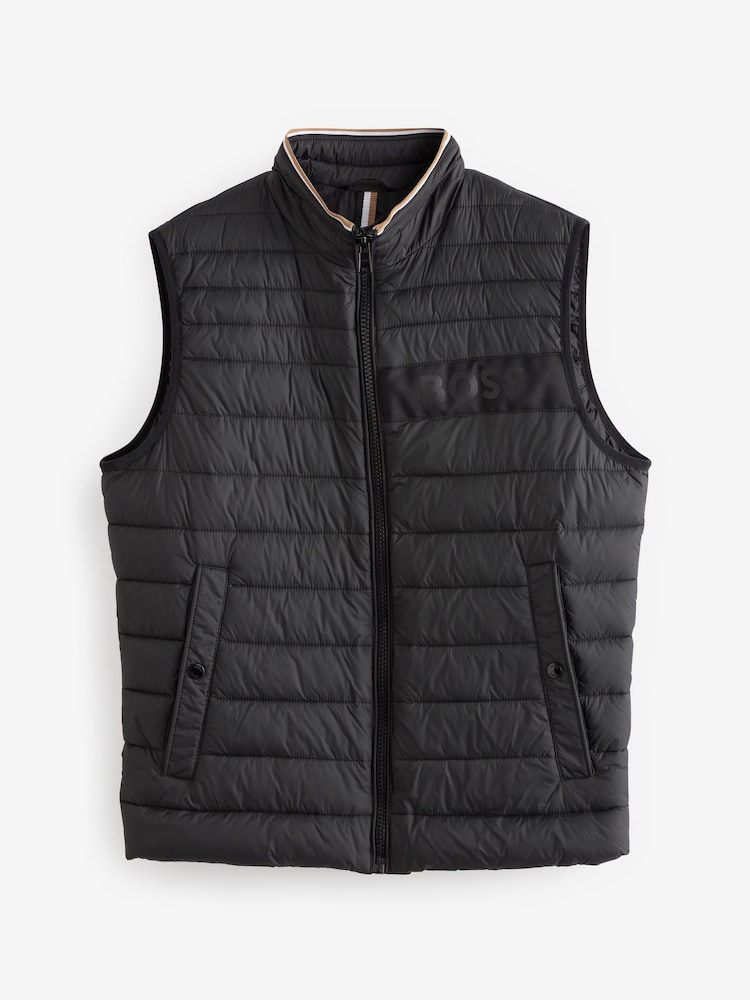 BOSS Black Water Repellent 3D Tape Logo Padded Quilted Gilet - Image 6 of 6 BOSS Black Water Repellent 3D Tape Logo Padded Quilted Gilet - Image 6 of 6