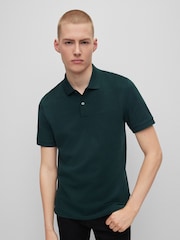 أخضر داكن - BOSS Pallas Pima Cotton Polo Shirt - صورة 1 من 5
