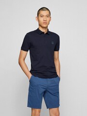 BOSS Navy Blue Slim Fit Box Logo Polo Shirt - Image 1 of 5