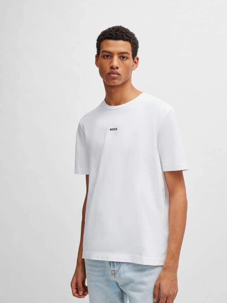 Alb - BOSS Relaxed Fit TChup Mulați/Elastici Cotton Tricou - Imaginea 1 din 8