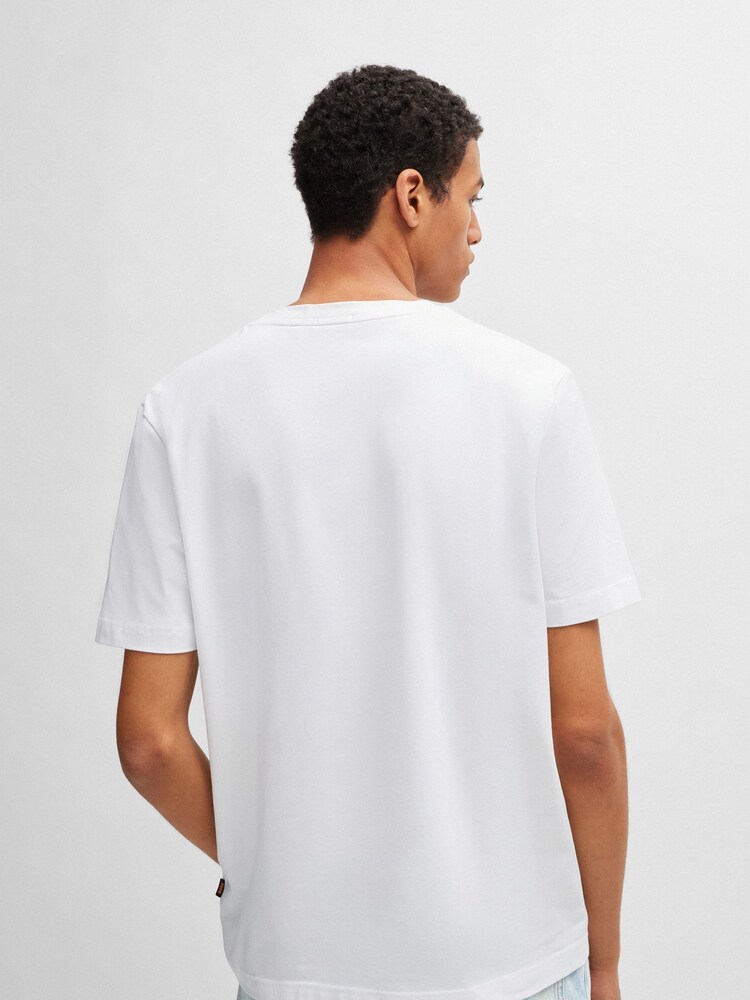 Alb - BOSS Relaxed Fit TChup Mulați/Elastici Cotton Tricou - Imaginea 2 din 8