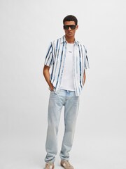 Alb - BOSS Relaxed Fit TChup Mulați/Elastici Cotton Tricou - Imaginea 3 din 8