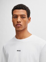 Alb - BOSS Relaxed Fit TChup Mulați/Elastici Cotton Tricou - Imaginea 4 din 8