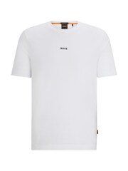 Alb - BOSS Relaxed Fit TChup Mulați/Elastici Cotton Tricou - Imaginea 5 din 8