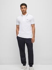 Белый/серый - BOSS Regular Fit Paddy Tipped Collar 100% Cotton Polo Shirt - Image 3 of 7