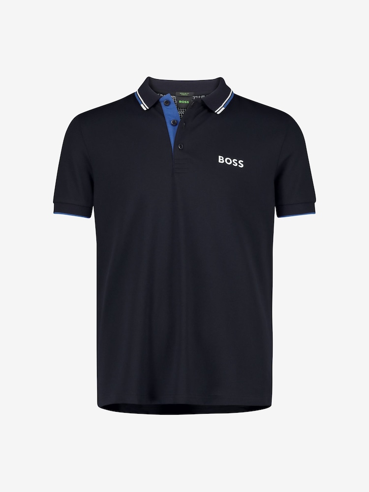 BOSS Dark Blue/Blue Detailing Paddy Pro Golf Tipped Polo Shirt - Image 5 of 5