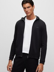 BOSS Black Skaz Curved Zip Through 100% Cotton Sweatshirt - Image 1 of 5