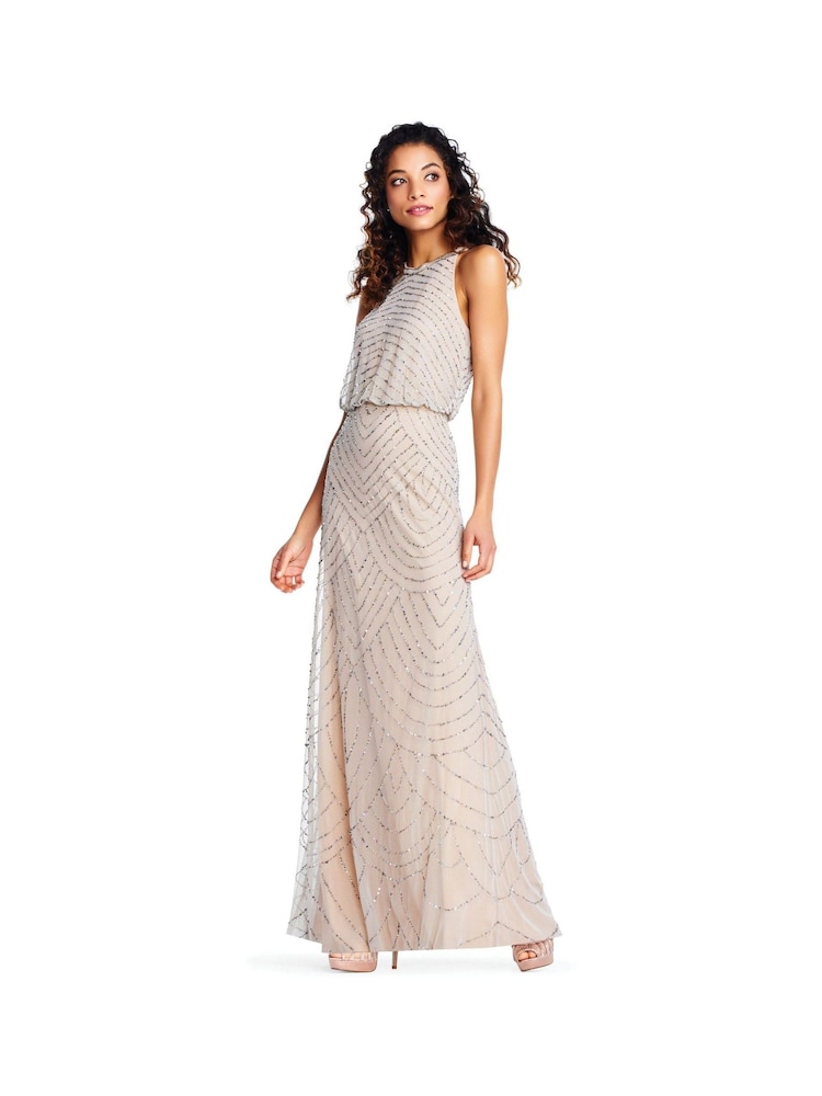 Adrianna Papell Beaded Halter Gown - Image 3 of 4