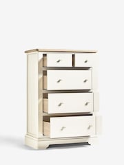 Chalk White Hampton Painted Oak Collection 5 Drawer Tall Chest of Drawers - Image 3 of 8