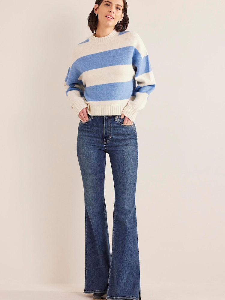 Boden Blue High Rise Split Flare Jeans - Image 3 of 6
