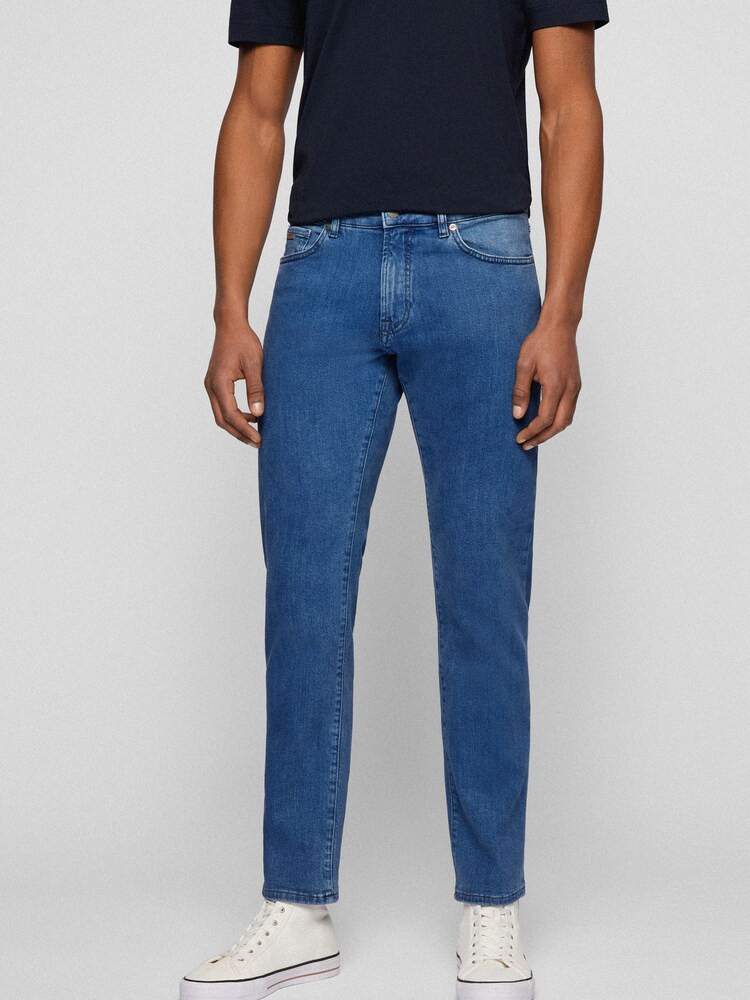 BOSS Light Blue Maine Straight Fit Stretch Jeans - Image 1 of 5