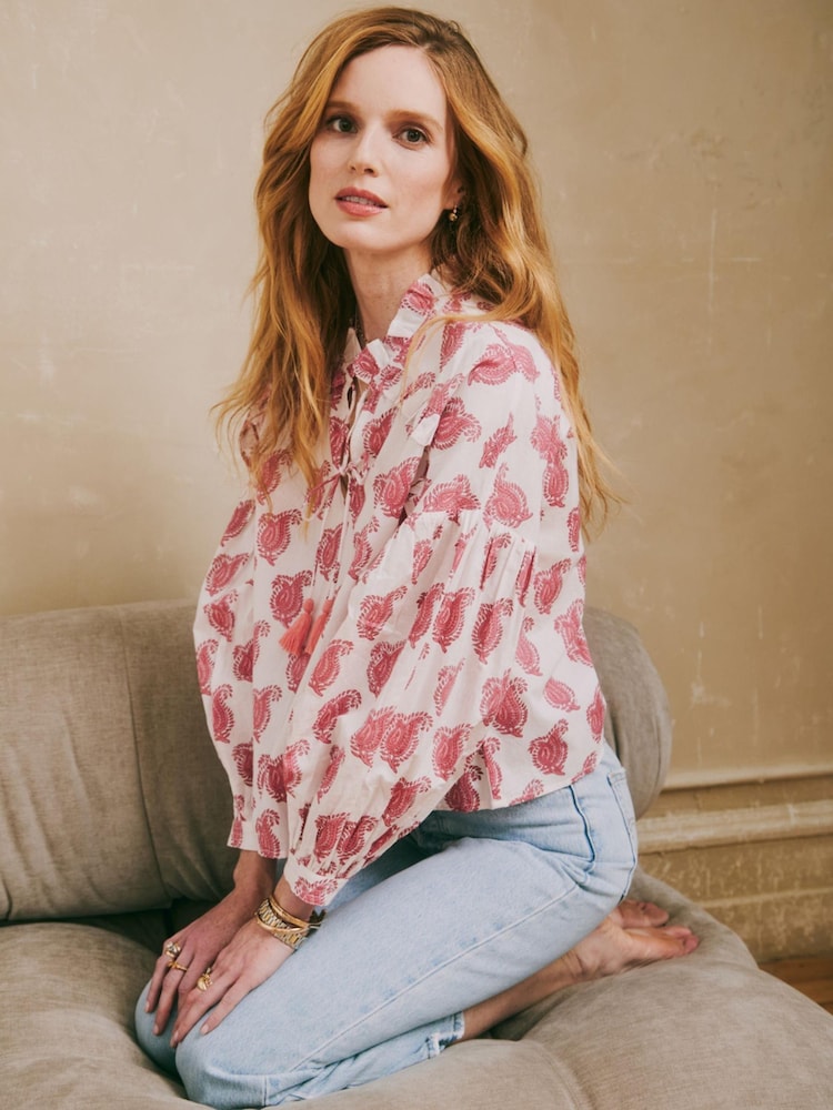 Ophelia and Indigo White/Pink Blouse - Image 2 of 5