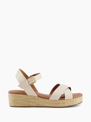 Dune London White Standard Fit Linnie Cross-Strap Flatform Sandals - Image 1 of 6